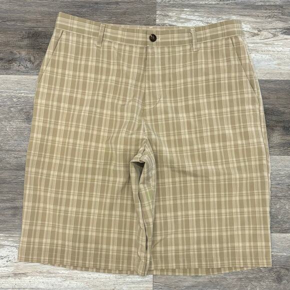 Adidas Classic Plaid Mens 34 Stretch Flat Front Performance‎ Golf Chino Shorts - Picture 1 of 11